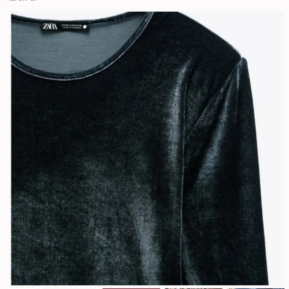 ZARA BLUE Crushed Velvet Shoulder Pad Bodysuit in size Large - Picture 3 of 7